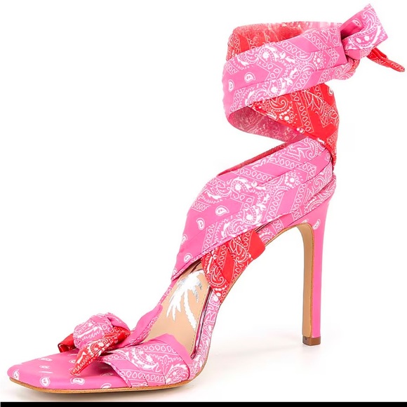 New Gianni Bini
x DANNIJO Misch Bandana Colorblock Print Ankle Wrap Bow Sandals - Picture 7 of 16